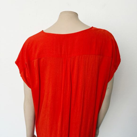 [Old Navy] Orange V-Neck Cap Sleeve Oversized Cocoon Mini Dress Size Large L - Picture 4 of 10